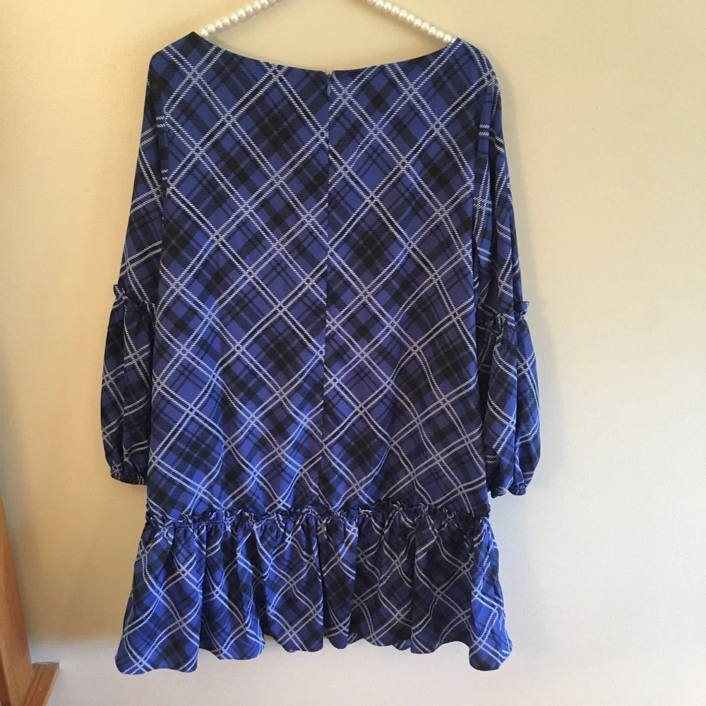 Eliza J Blue Plaid Mini Dress
